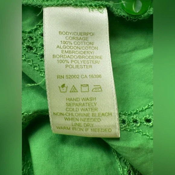 NWOT Sigrid Olsen Plus Green Eyelet Oversized Button Down Shirt - Picture 11 of 11